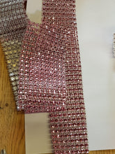 Load image into Gallery viewer, Blush Rhinestone ribbon, Diamond Mesh, Diamante Bling, Crystal trim 1 METER cake trim.
