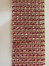 Load image into Gallery viewer, Blush Rhinestone ribbon, Diamond Mesh, Diamante Bling, Crystal trim 1 METER cake trim.
