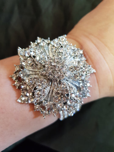 Vintage inspired crystal flower wrist corsage