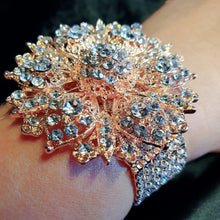 Load image into Gallery viewer, ROSE GOLD Wrist corsage ,Crystal rhinestone Wedding Cuff, bridesmaid Bracelet
