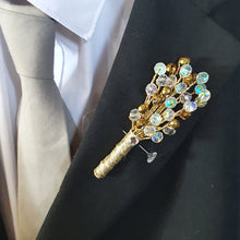 Load image into Gallery viewer, Crystal boutonnière Buttonhole or wrist Corsage,prom corsage, wedding cuff
