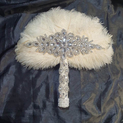 Blush Feather Fan bouquet, Great Gatsby wedding style 1920's - any colour as custom made