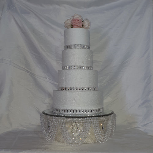 Ivory Pearl  and crystal droplet cake stand, wedding cake stand,  round or square