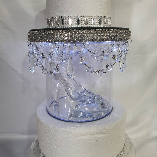 Glass slipper cake separator shoe, LED wedding  cake divider chandelier shoe cake stand