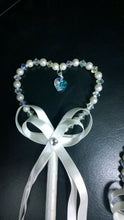 Load image into Gallery viewer, Flower girl wand, Crystal &amp; Pearl heart.
