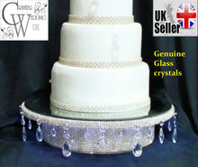 Load image into Gallery viewer, Wedding cake stand, glass Crystal rhinestone, droplet design+ LED lights, round or square all sizes.
