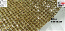 Load image into Gallery viewer, Gold crystal ribbon . Glass Rhinestone, diamante,  banding cake ribbon 1 yard , Superior sparkle
