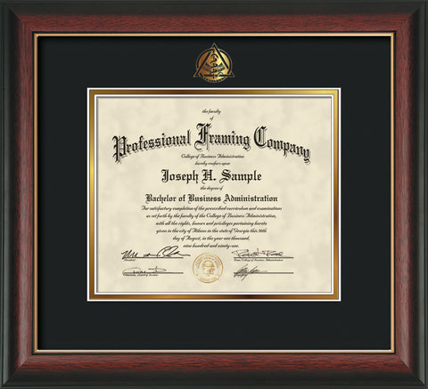 Gold Dentistry embossing for Dental degree onto document, diploma or certificate frame