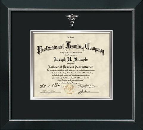 Gold Veterinary embossing for Vet degree onto document, diploma or certificate frame