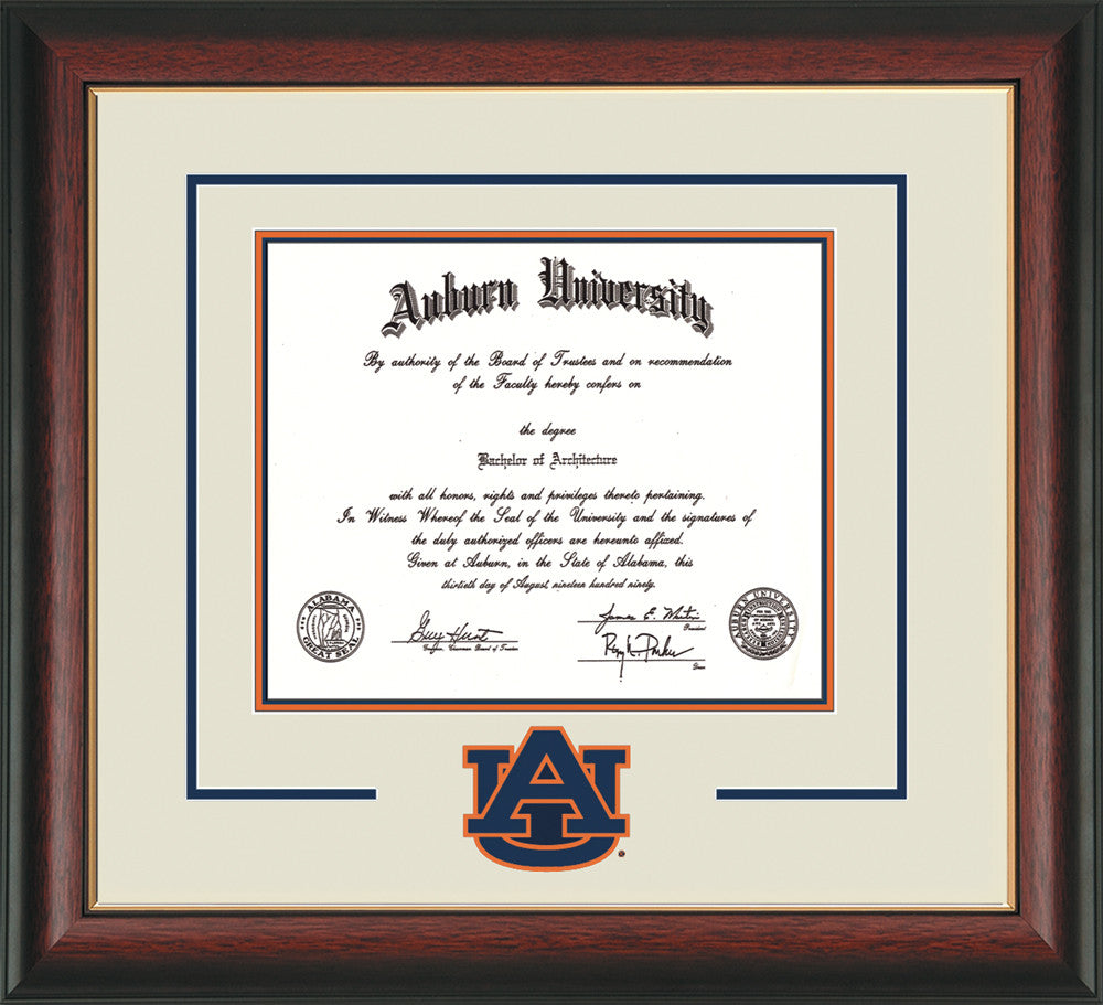 Auburn Univ Diploma Frame R Gold Logo Cutout Creamnavyorange Professional Framing Company