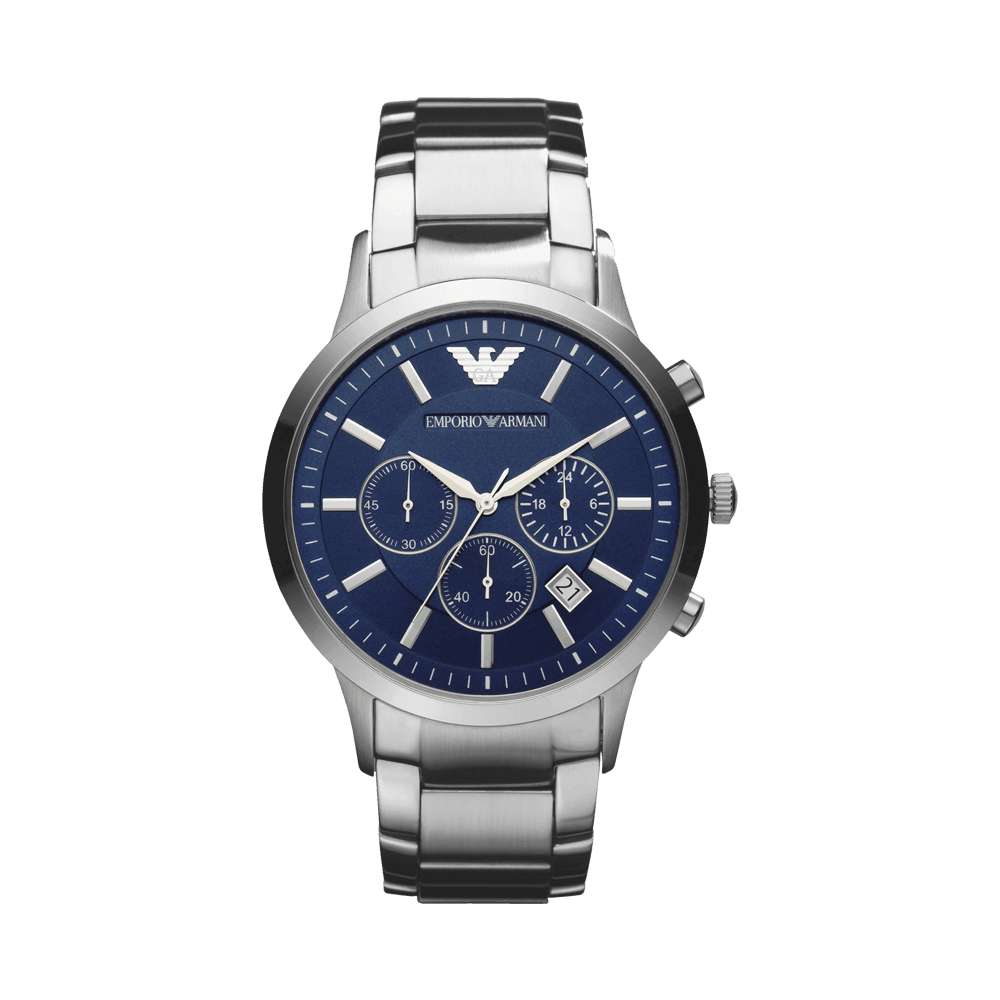 armani blue and silver watch