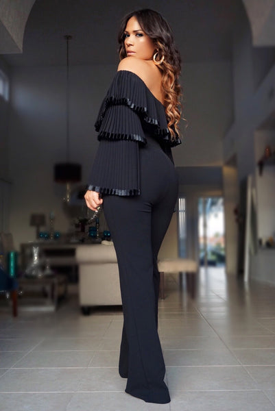 black long sleeve formal jumpsuit