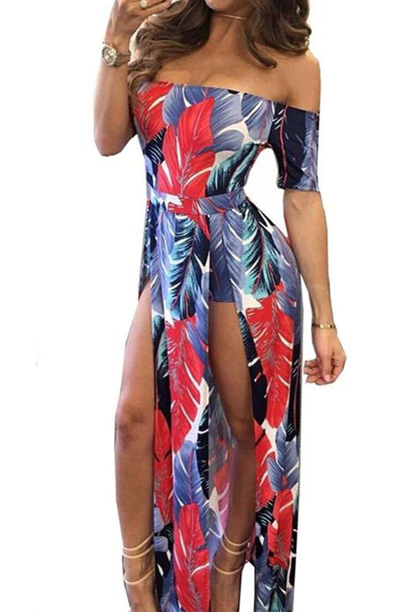 split maxi romper dress