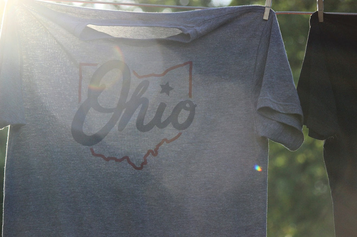 Cleveland Guardians Skyline T-Shirt from Homage. | Ash | Vintage Apparel from Homage.