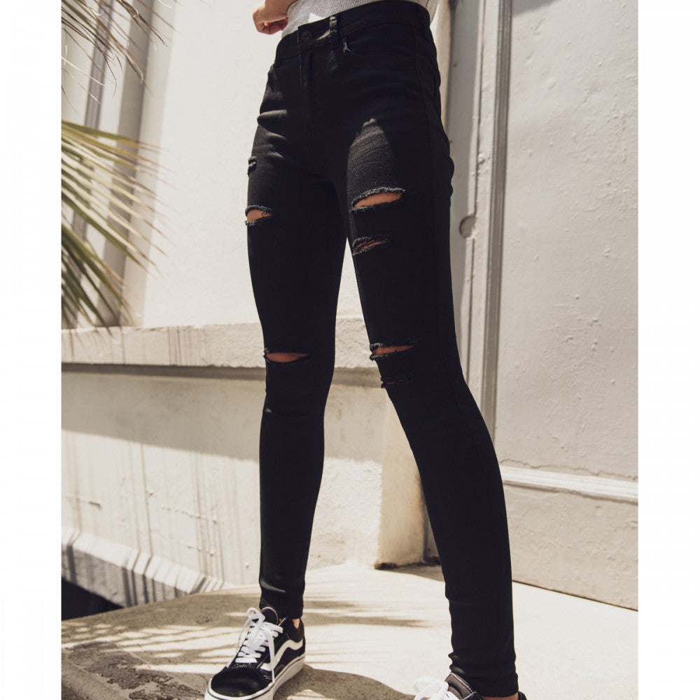 black slashed jeans