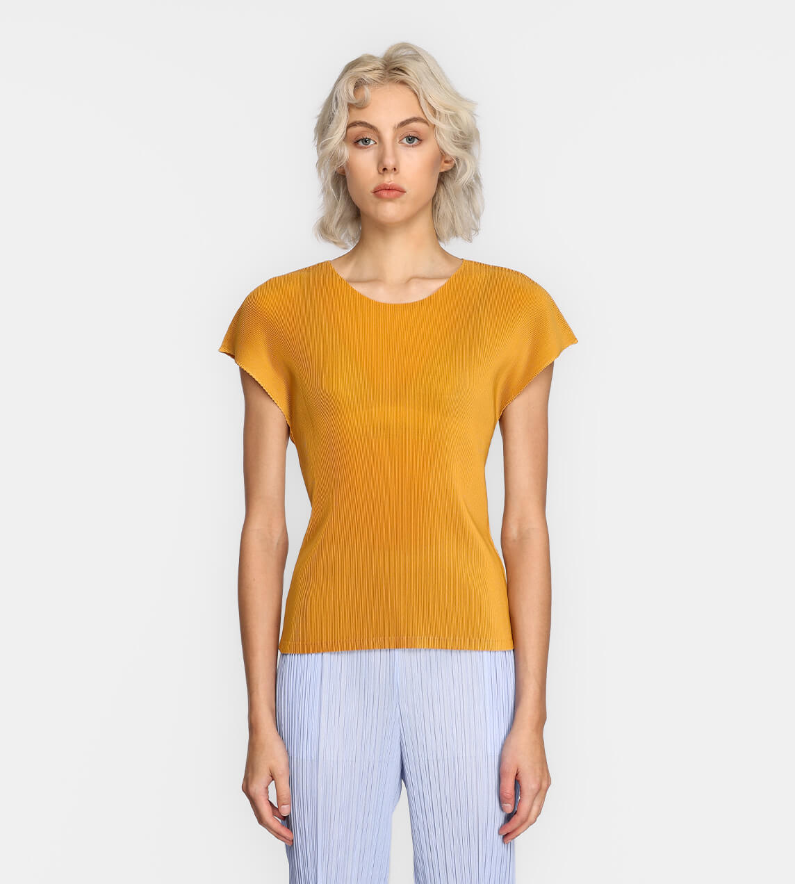 Pleats Please Issey Miyake - Mist Pleat Short Sleeve Top Ocher