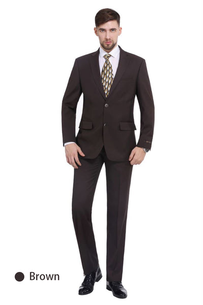 P&L Men's 2-Piece Classic Fit Wool Blend Suit Single Breasted Two Button Jacket & Pants Set