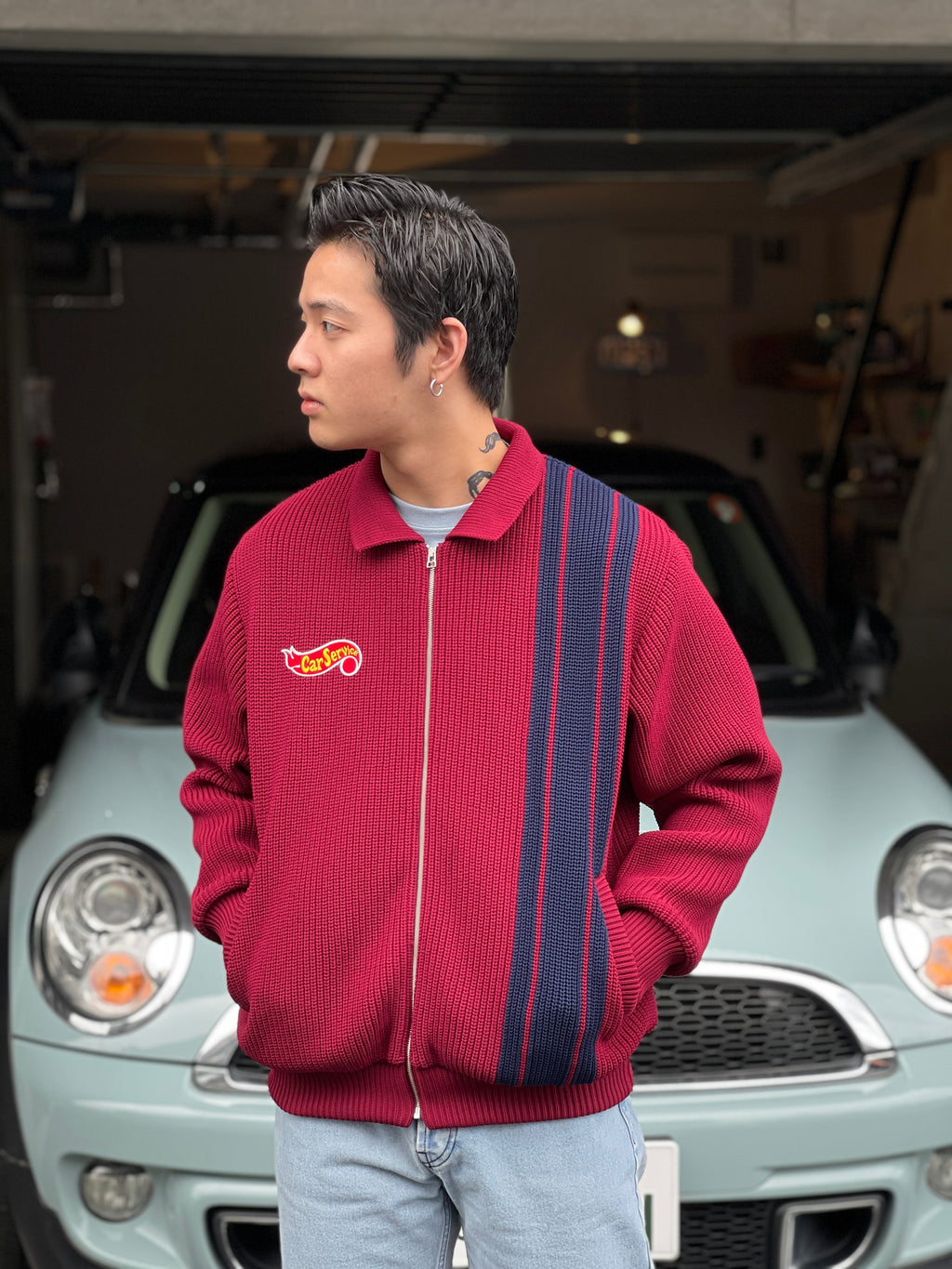 ジップボタンジップアップCar Service Racing Knit Jacket 2.0 - ブルゾン