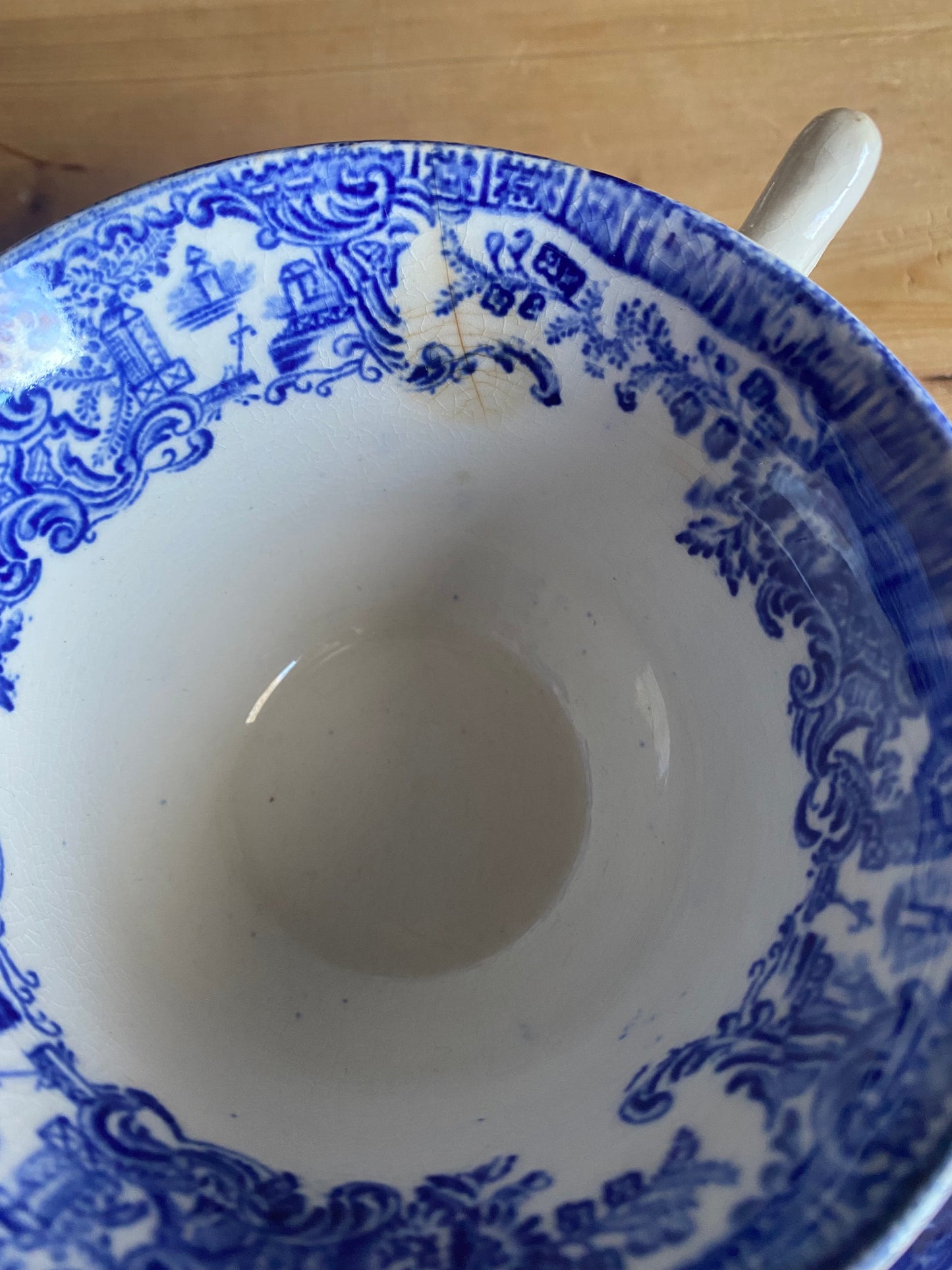Paret blåvita kaffekoppar med fat - Rörstrand 1800-tal