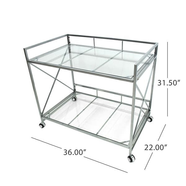 Ignatius Industrial Modern Glass Bar Cart by Christopher Knight Home