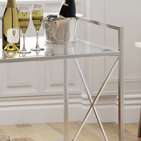 Ignatius Industrial Modern Glass Bar Cart by Christopher Knight Home