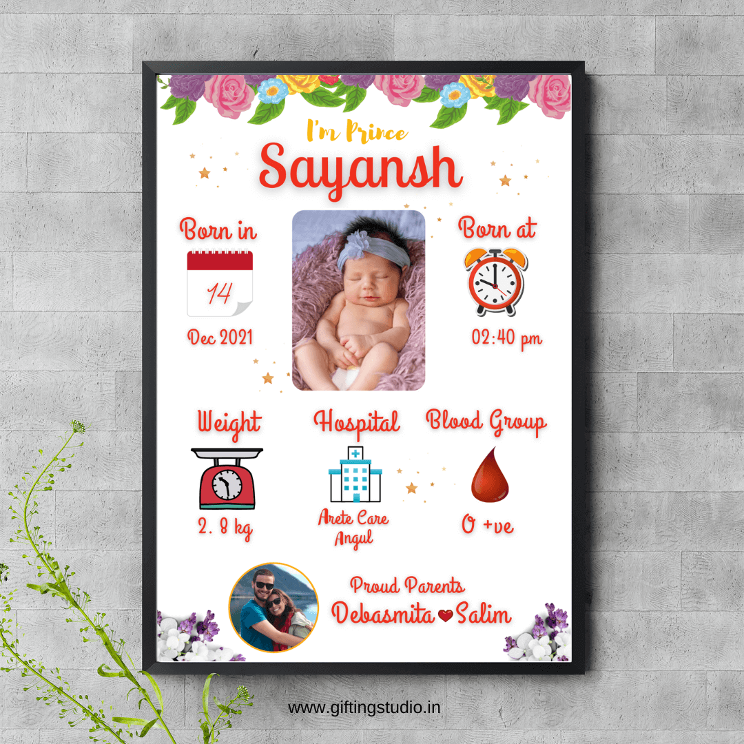 Personalised Baby Birth Frame | New Born Baby Gifts - Gifting ...