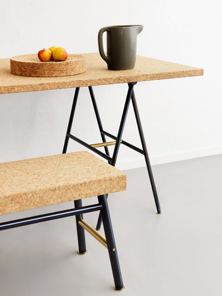 Sinnerlig Cork Table and Bench by Ikea and Isle Crawford