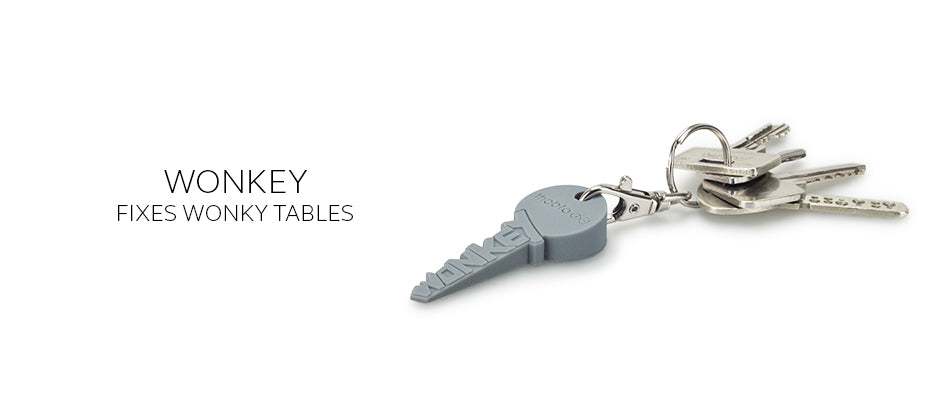 WonKey the quirky keyring that fixes wobbly and uneven tables