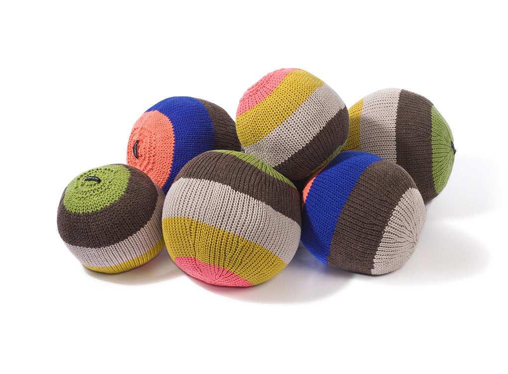 Knitted ball cushions by Stine Leth for Korridor Design