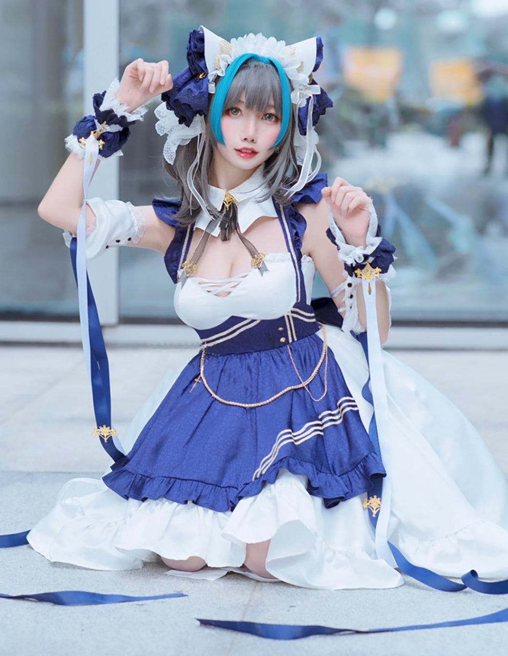 超可爱の ウィッグ付きアズールレーン 能代 メイド服 スキン コスプレ