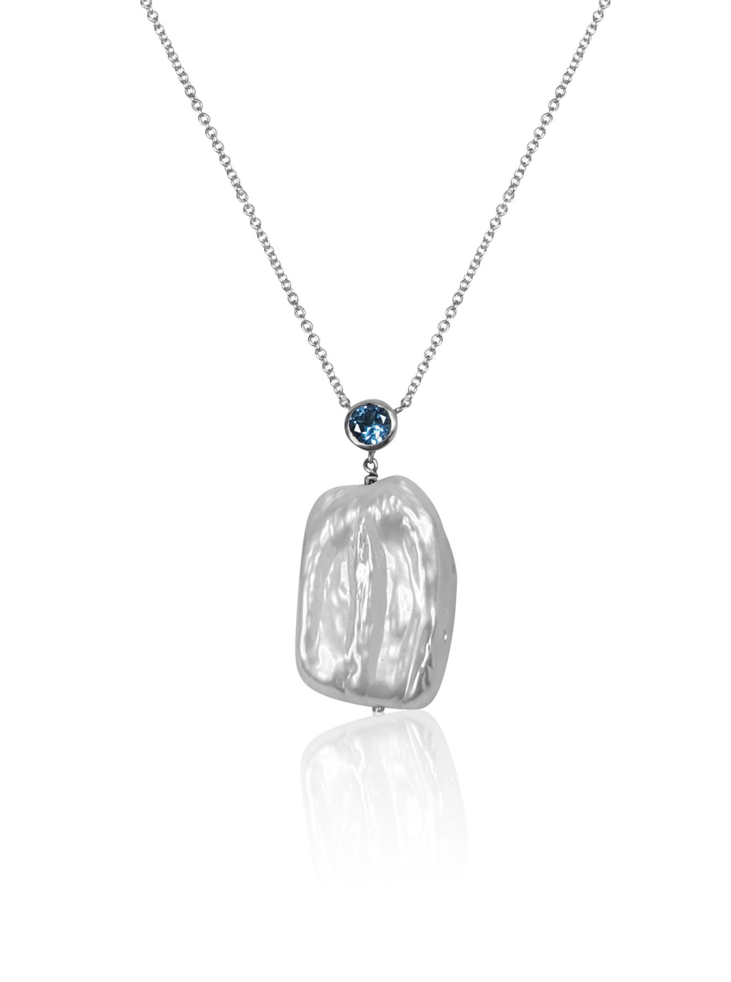 BAROQUE PEARL AND SWISS BLUE TOPAZ NECKLACE