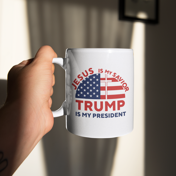 Jesus Is My Savior Trump Is My President Squared 2020 Gifts Coffee Mug 