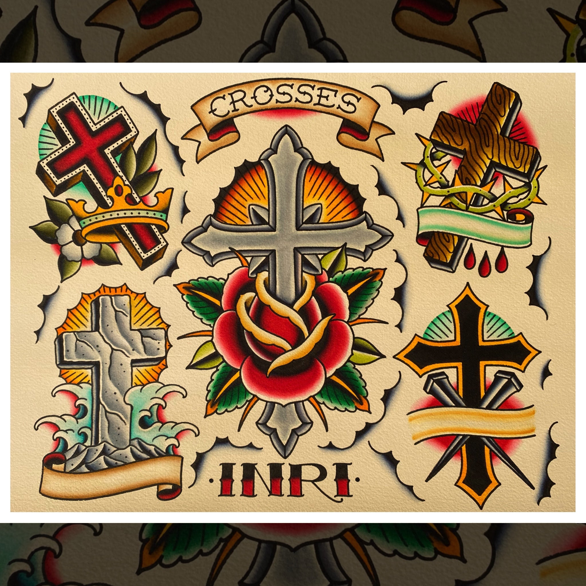 CROSSES TATTOO FLASH – Traditions collection