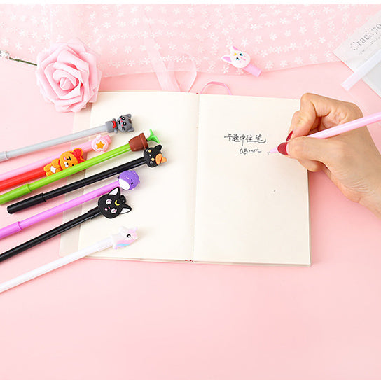 Cute Mix Cartoon Pen (Yellow) - 10 Pcs