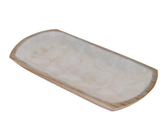 BECKA capiz teak white tray