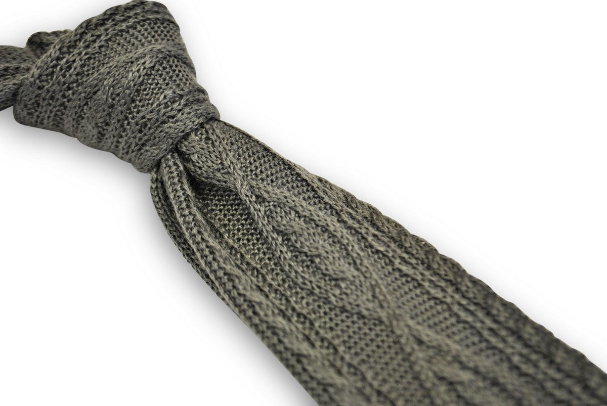 Frederick Thomas silver grey gray skinny cable knitted wool tie FT2214 RRP£20 
