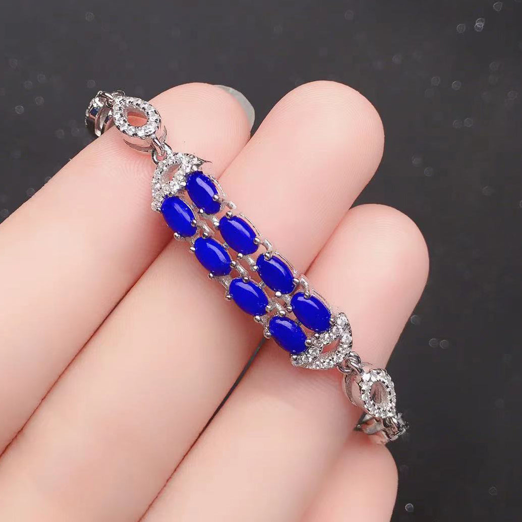 Natural lapis lazuli diamond white gold S925 silver fashion trendy sex –  CCD Jewelry