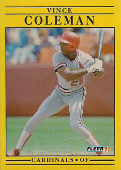 629 Vince Coleman - St. Louis Cardinals - 1991 Fleer Baseball – Isolated  Cards