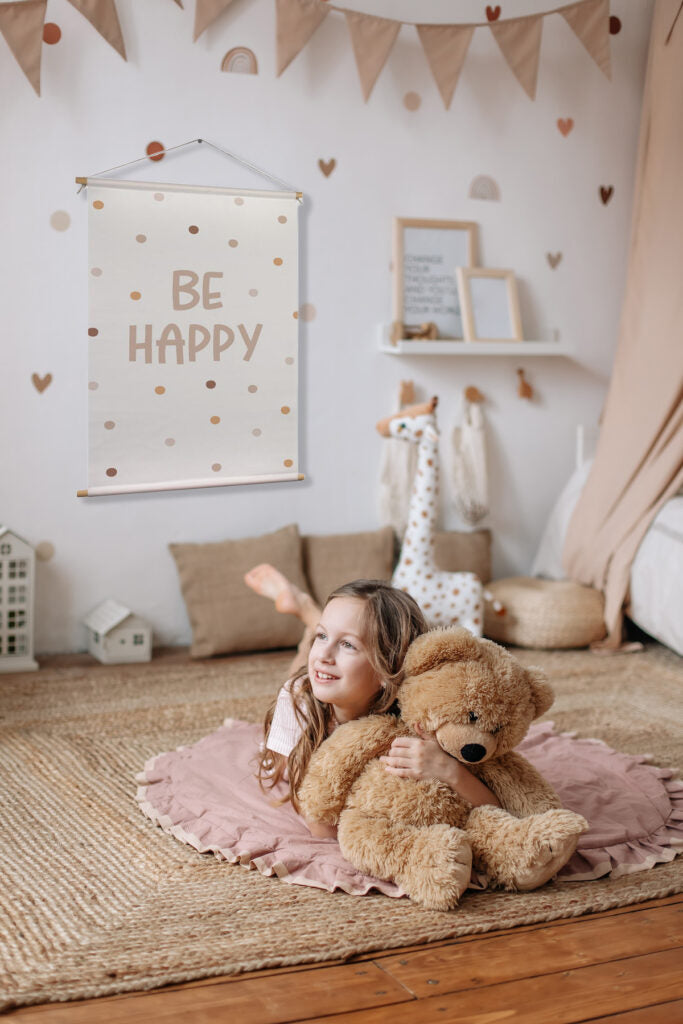 Eigen voldoende deur Textielposter Boho Be Happy voor de babykamer en kinderkamer – The  Collection