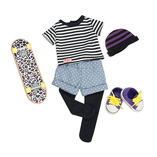 Our Generation 70.31078 April 46 cm Fashion Doll, Auburn, 18 inch & That's How I Roll- Skater Outfit for 18