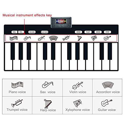 pedkit Keyboard Playmat, 180 * 72Cm/ 70.86 * 28.34In Electronic Musical Mat Carpets Keyboard Piano Play Mat Musical Instrument Educational Toys For Kids