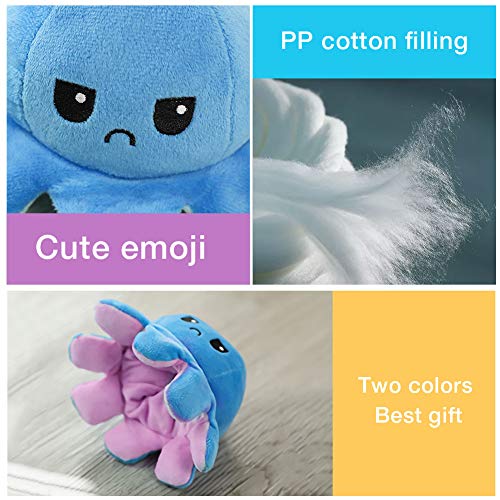 Fresion Tik Tok Reversible Octopus Toy- Octopus Plushie,Sided Flip Octopus Soft Doll,Stuffed Animal Reversible Cute Mood Octopus Plush Toy as A Gift for Kids Boys Girls, Lovers (Baby Pink-Dark Blue)