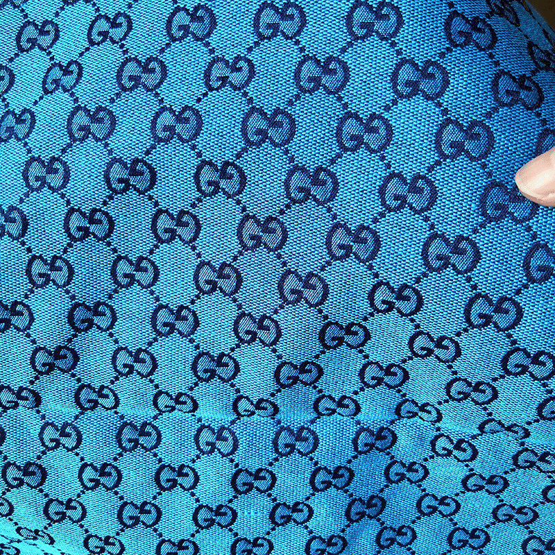 Blue Jacquard Designer Fabric By Yard, GG Fabric For Custom Air 1 – notallfabric