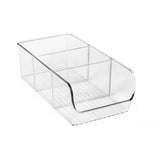 Storage container with compartments for refrigerators, bathroom, office or tinkering 28x14x9 cm, clear