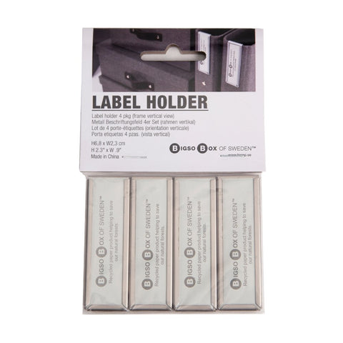 Bigso Etikettenhalter VERTIKAL 4 Stk. - Silber - BINS AND BOXES