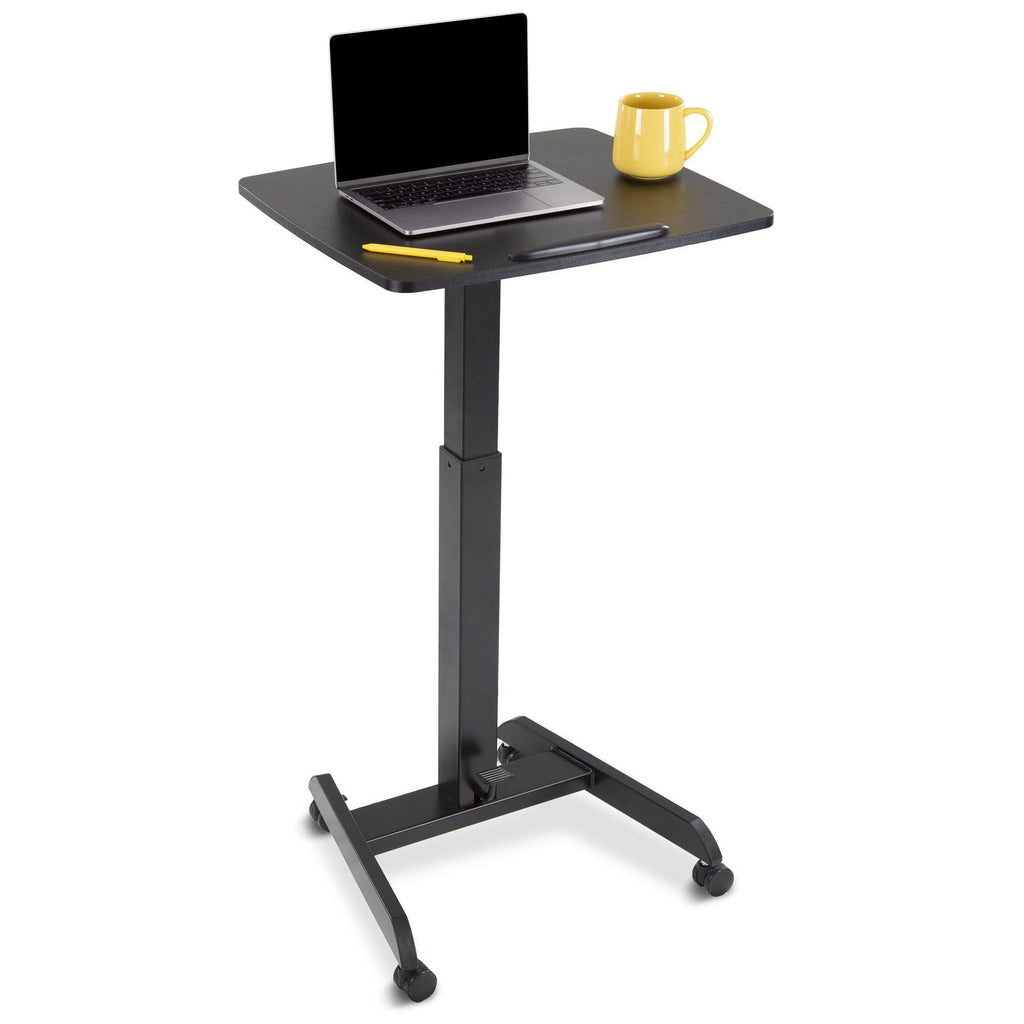   Crank Height Adjustable Computer Cart with Locking Wheels | Rolling Laptop Stand White / 31in x 23in Stand Steady Cruizer  Extra Large Mobile Podium | 31in Portable Standing Desk 
