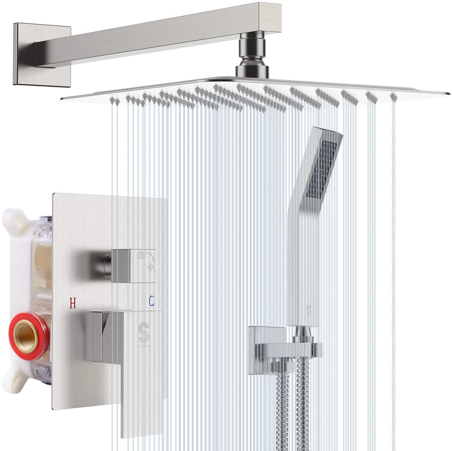 10/12inch Brushed Nickel Wall Mounted Shower System