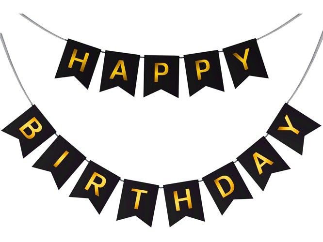 optie waar dan ook minimum Slinger Happy Birthday zwart goud | Funny Fun Goods
