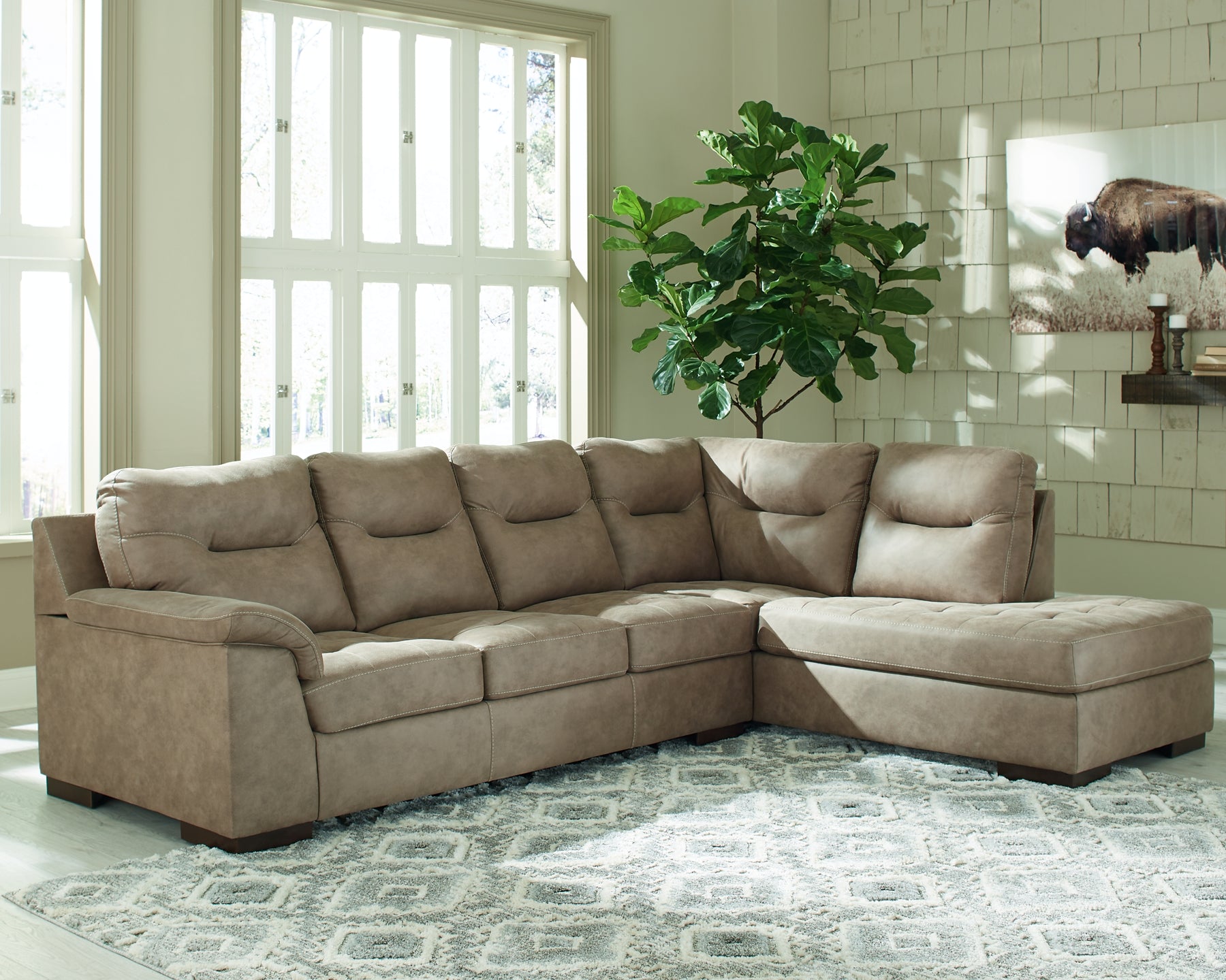 Maderla 2-Piece Sectional with Chaise Economy Furniture