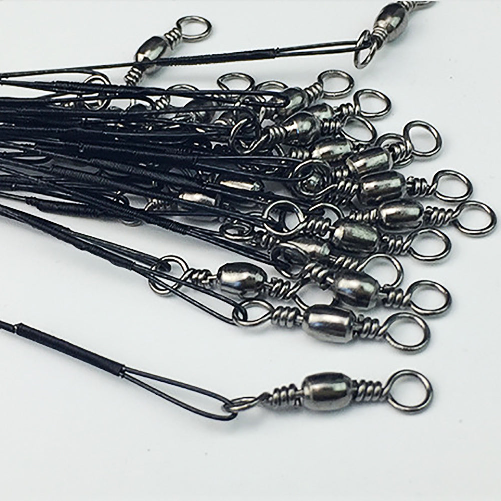 Details about   20 PC Fishing Line Steel Wire Leader Snap Swivel Fishing Lead Leash Fishing Wire 